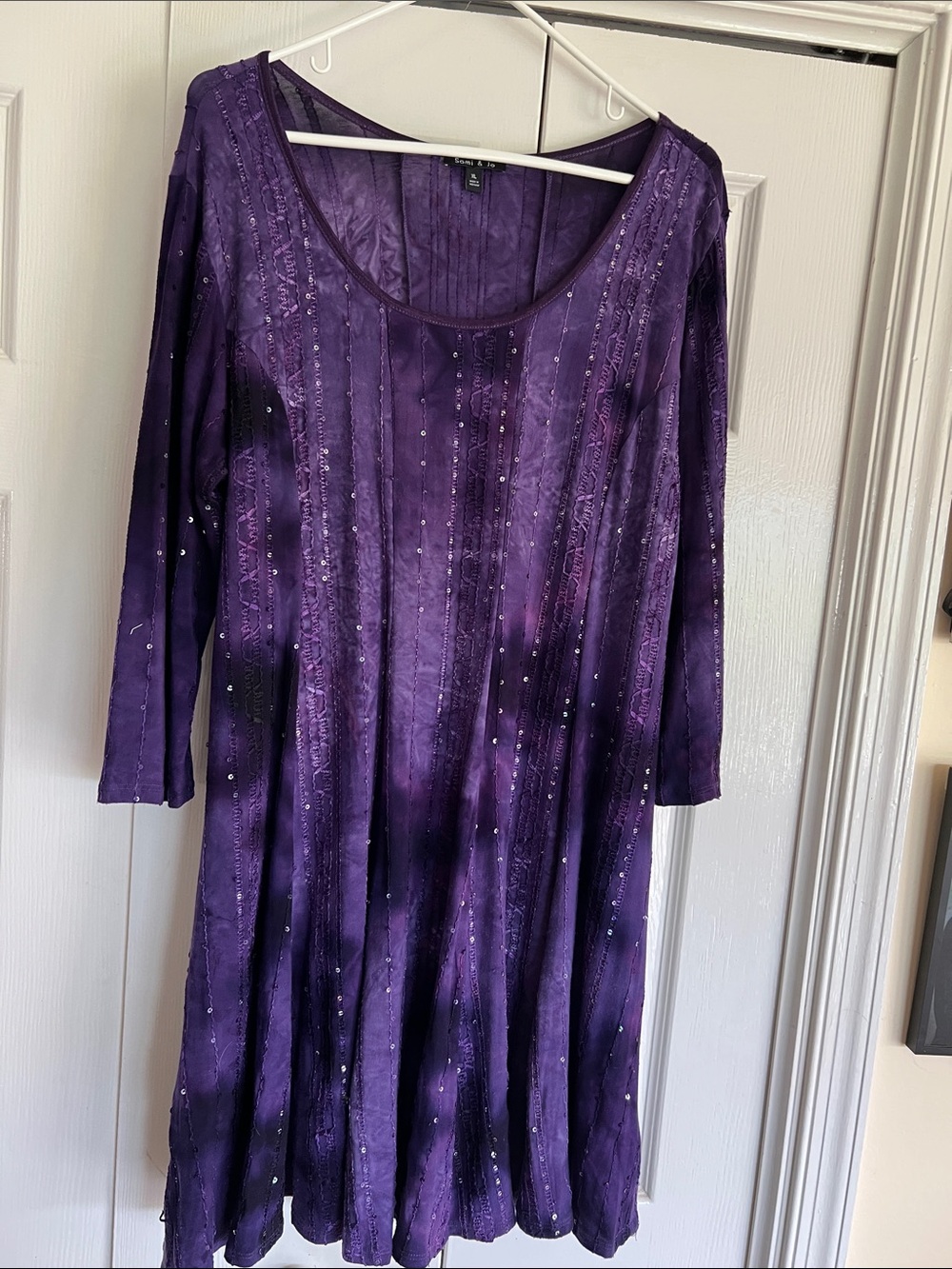 Women’s Purple Beaded Scoop Neck Dress